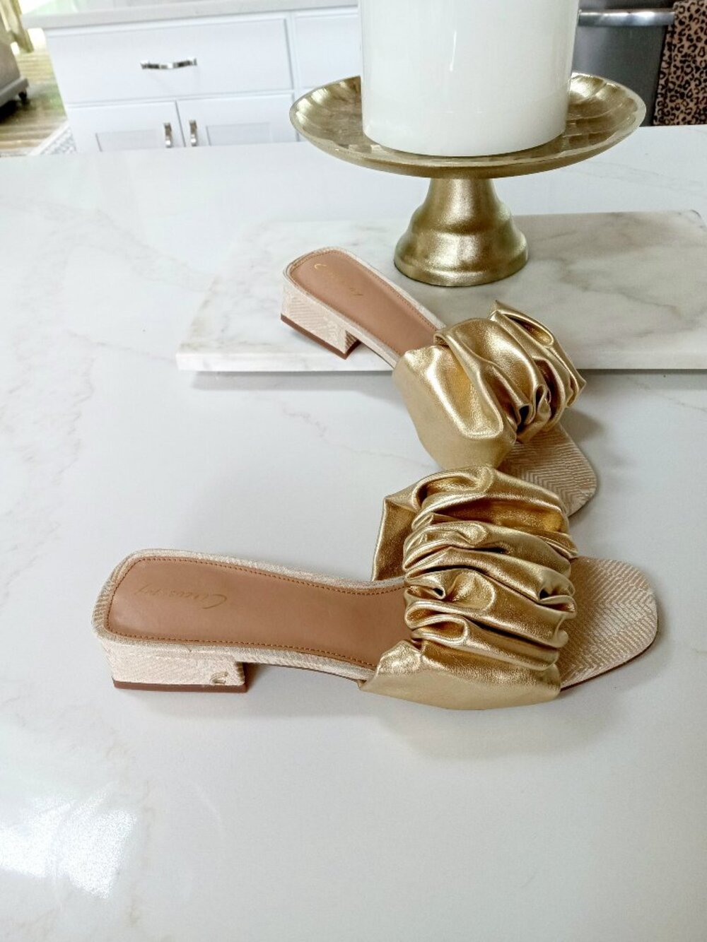 CIRCUS BY SAM EDELMAN JANIS GOLD RUCHED SLIDE SZ 10